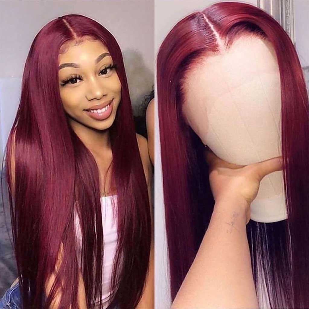     Burgundy-99J-lace-front-wig-180_-density-transparent-lace-frontal-wigs