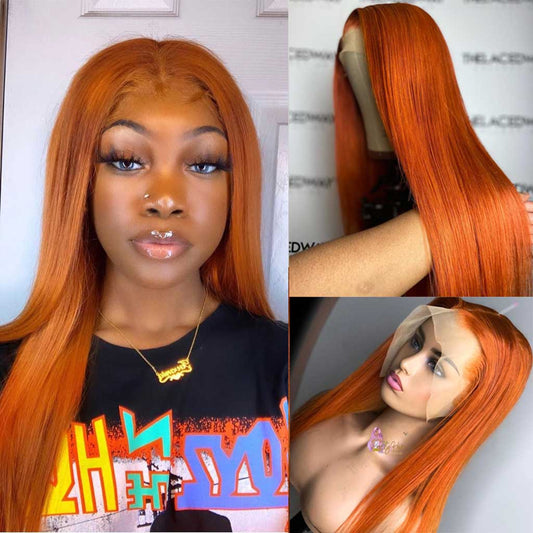Ginger-lace-front-wig-for-black-women-glueless-colored-straight-hair-frontal-wig