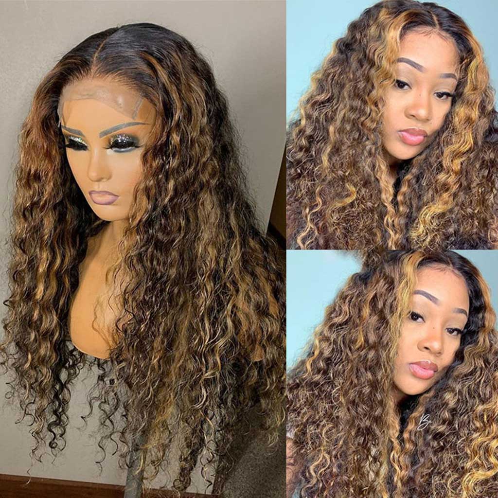 Highlight-Deep-Wave-Wigs-4x4-Lace-Closure-Wig-Honey-Blonde-Transparent-Lace-Wig