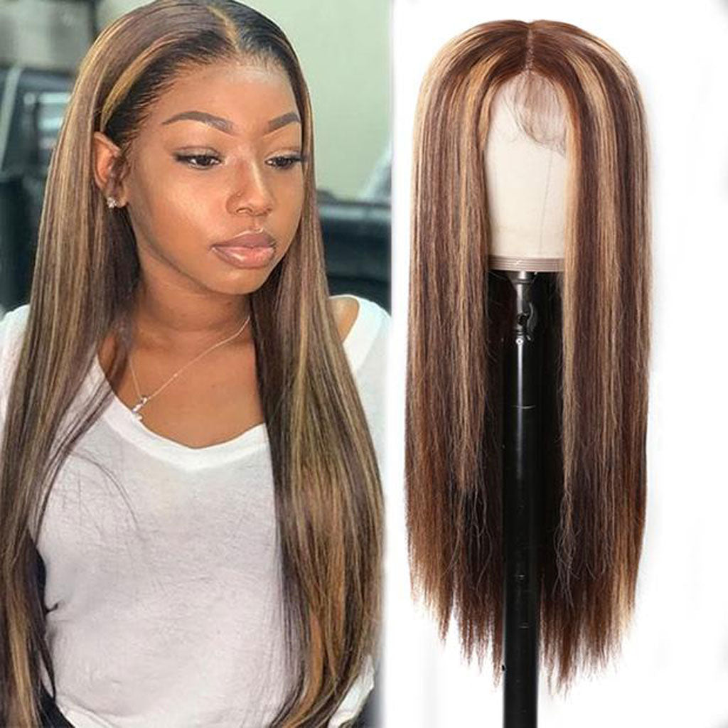 Highlight-ombre-hair-lace-closure-wig-straight-human-hair-wigs